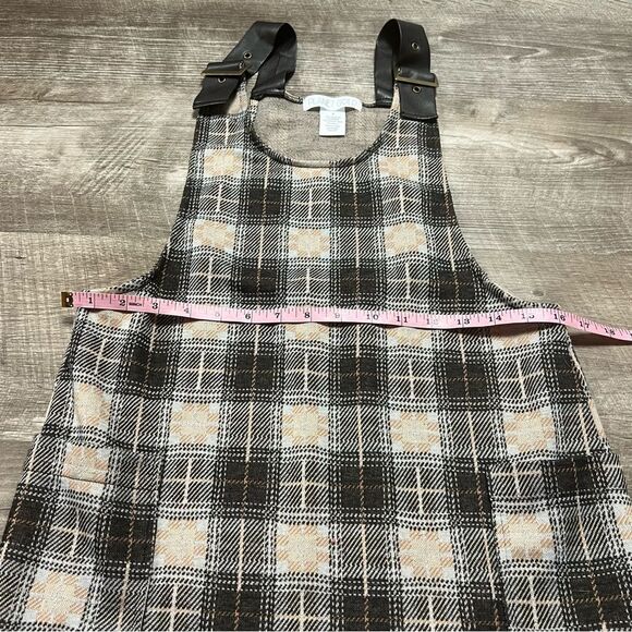 Planet Gold Plaid Overall Mini Dress Size Small - Picture 5 of 6